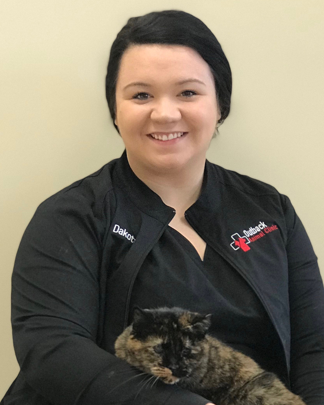 Woman holding her cat